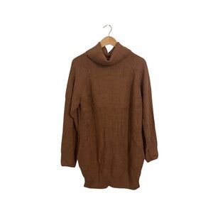 Cozy Brown Long Sleeve Turtleneck Dress